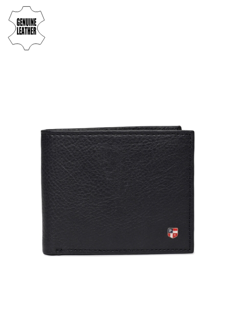 

U.S. Polo Assn. Men Navy Blue Textured Genuine Leather Two Fold Wallet