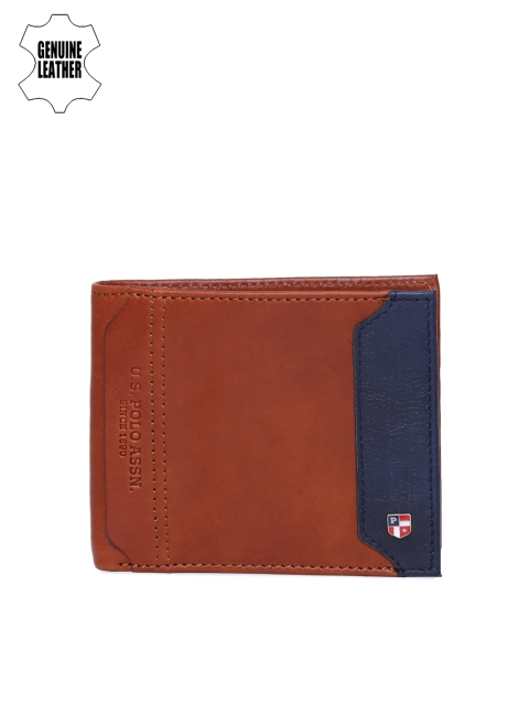 

U.S. Polo Assn. Men Tan Solid Two Fold Leathee Wallet