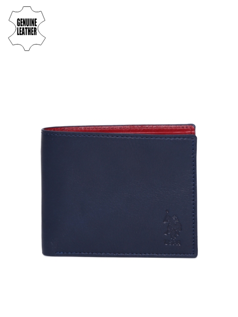 

U.S. Polo Assn. Men Navy Blue Solid Two Fold Leather Wallet