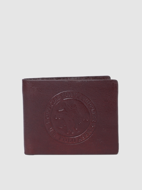 

U.S. Polo Assn. Men Burgundy Solid Two Fold Leather Wallet