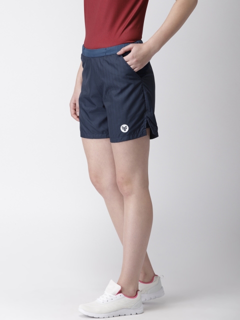 

2GO Women Navy Printed GO-DRY Running Shorts, Navy blue