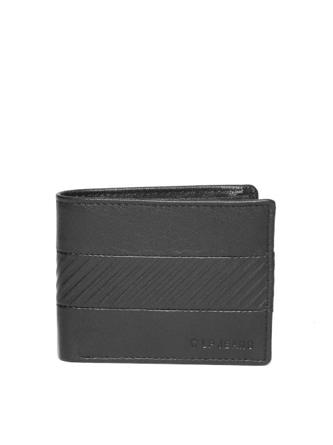 

Louis Philippe Men Black Leather Textured Two Fold Wallet