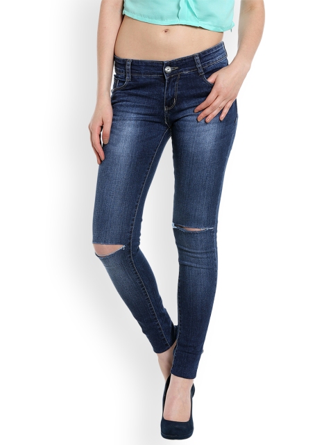 

fungus Women Blue Slim Fit Low-Rise Slash Knee Stretchable Jeans