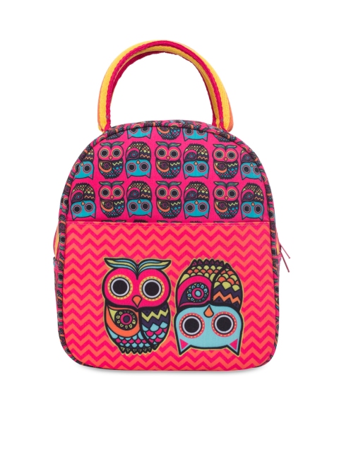 

Chumbak Pink & Coral Printed Handheld Bag