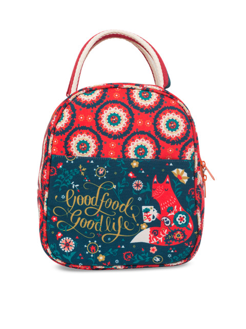 

Chumbak Teal & Red Printed Handheld Bag