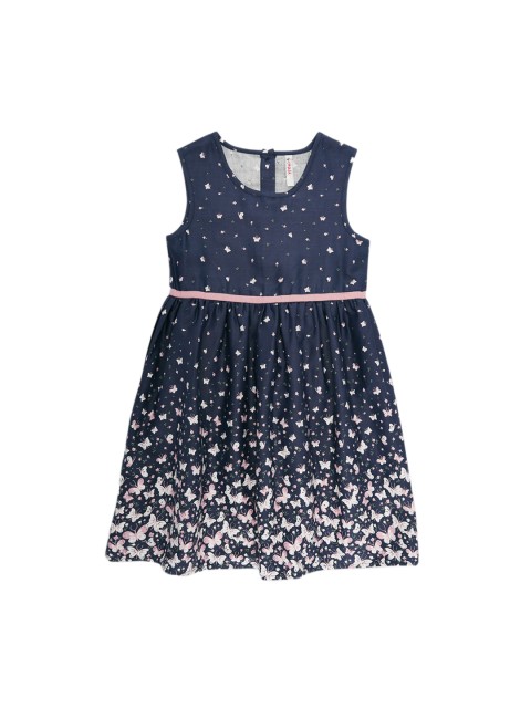 

CHALK by Pantaloons Girls Navy Blue Printed Fit and Flare Dress