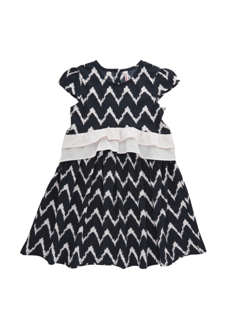 

CHALK by Pantaloons Girls Navy Blue Striped A-Line Dress