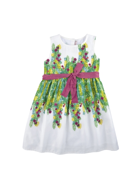 

CHALK by Pantaloons Girls Green Printed Fit and Flare Dress