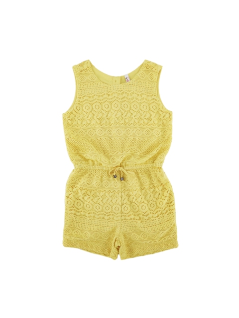 

CHALK by Pantaloons Yellow Self Design Playsuit