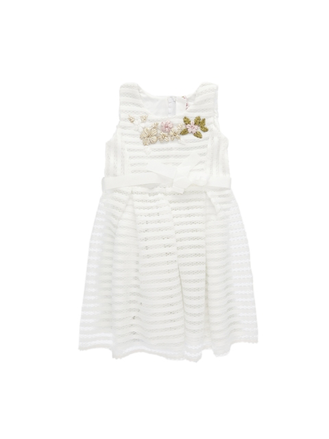 

CHALK by Pantaloons Girls White Self Design Fit and Flare Dress
