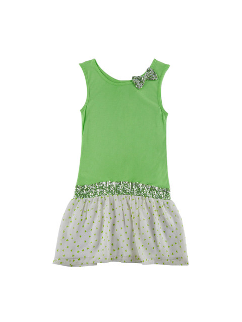 

CHALK by Pantaloons Girls Green Embellished Drop-Waist Dress