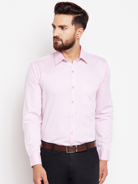 

Hancock Men Pink Self Design Formal Shirt