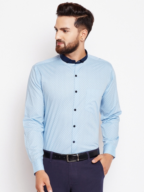 

Hancock Men Blue Slim Fit Printed Formal Shirt