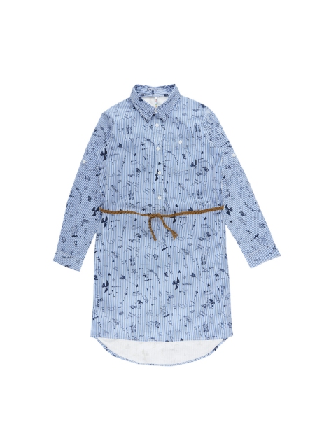 

POPPERS by Pantaloons Girls Blue Printed Shirt Dress