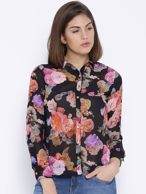 

Lee Women Black Floral Printed Shirt