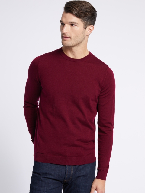 

Marks & Spencer Men Maroon Solid Pullover