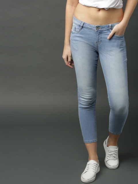 

Roadster Women Blue Skinny Fit Mid-Rise Clean Look Stretchable Cropped Jeans