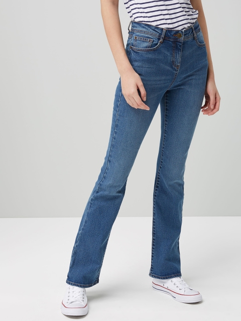 

next Women Blue Bootcut Mid-Rise Clean Look Stretchable Jeans