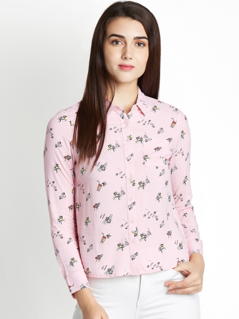 

Honey by Pantaloons Women Pink Regular Fit Printed Casual Shirt