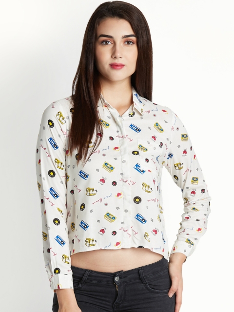 

Honey by Pantaloons Women Off-White Regular Fit Printed Casual Shirt