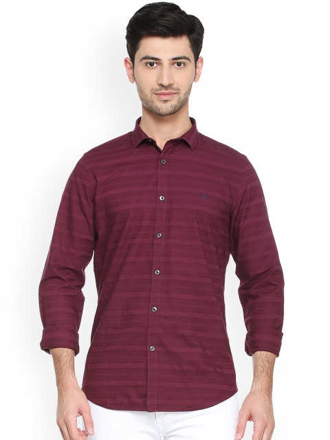 

Allen Solly Men Maroon Slim Fit Striped Casual Shirt