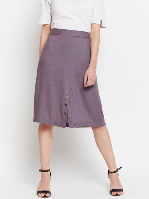 

Meee Women Purple Solid A-Line Skirt