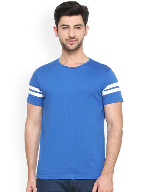 

People Men Blue Solid Round Neck T-shirt