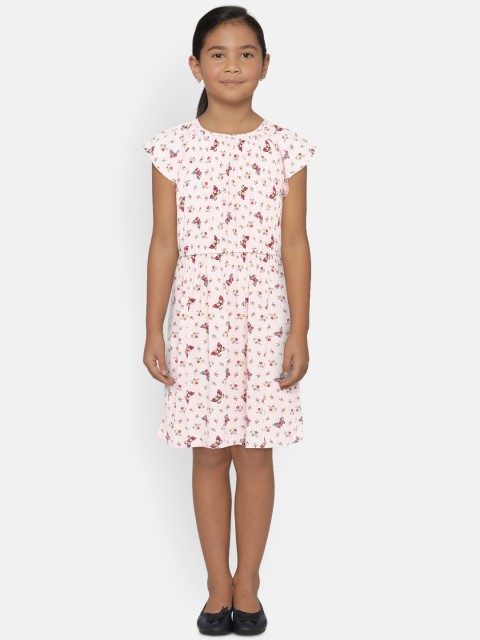 

GAP Girls' Print Cinched-Waist Dress, Pink