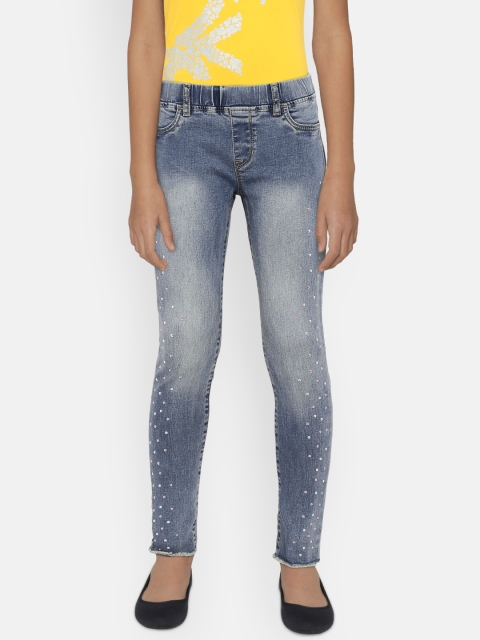 

GAP Girls' Blue Superdenim Studded Jeggings with Fantastiflex