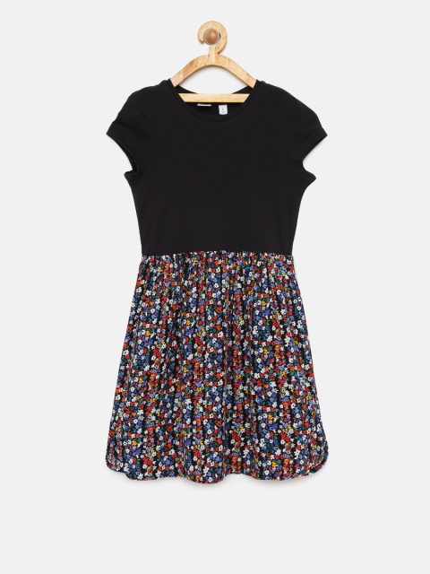 

GAP Girls' Print Mix-Fabric Dress, Black