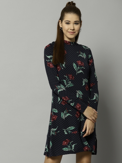 

Marks & Spencer Women Navy Blue Floral Print A-Line Dress