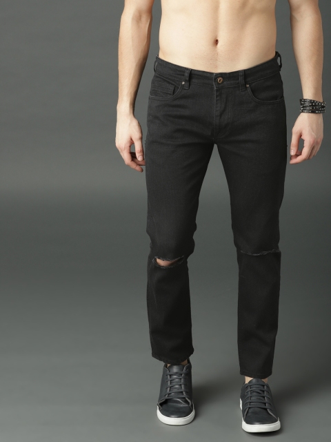 

Roadster Men Black Skinny Fit Mid-Rise Slash Knee Stretchable Jeans