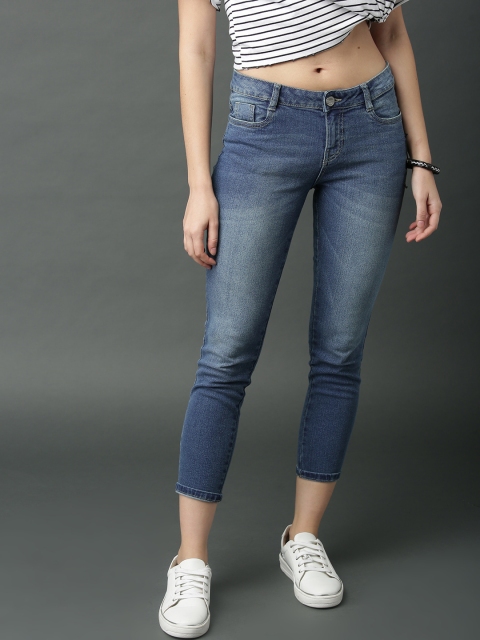 

Roadster Women Blue Skinny Fit Mid-Rise Clean Look Stretchable Cropped Jeans