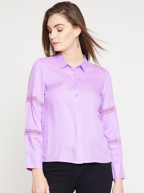 

RARE Women Purple Regular Fit Solid Casual Shirt