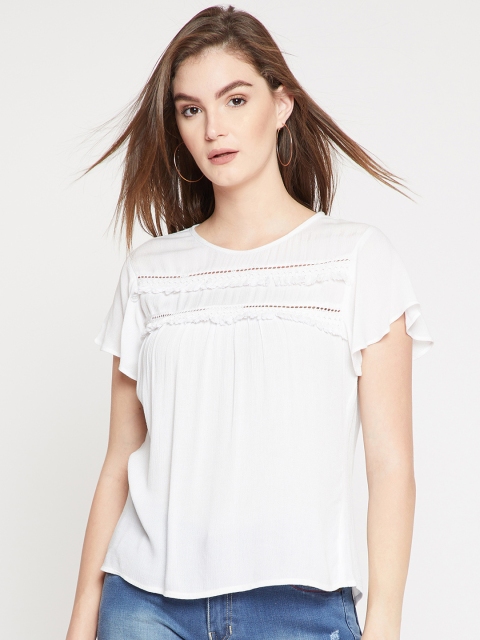 

RARE Women White Self Design A-Line Top
