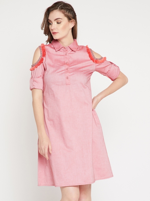 

RARE Women Pink Printed Shirt Dress