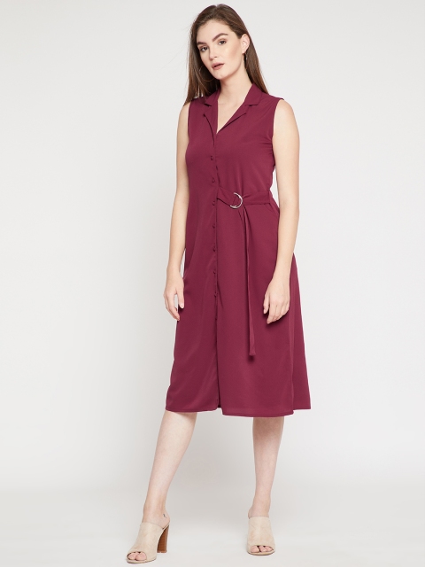 

RARE Women Maroon Solid A-Line Dress