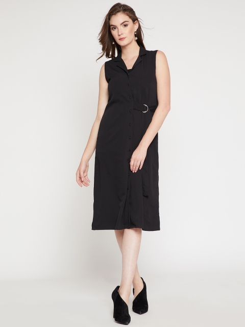 

RARE Women Black Solid A-Line Dress