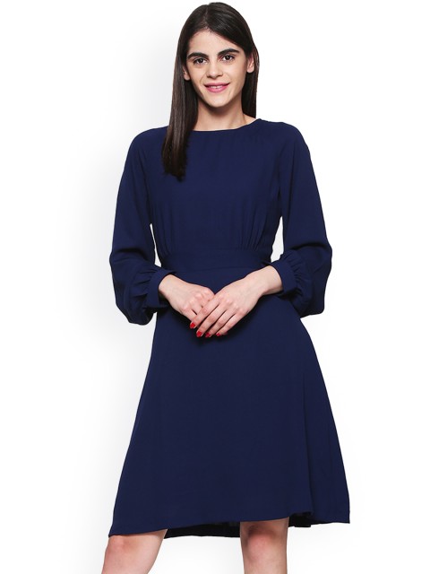 

Van Heusen Woman Navy Blue Solid Fit and Flare Dress