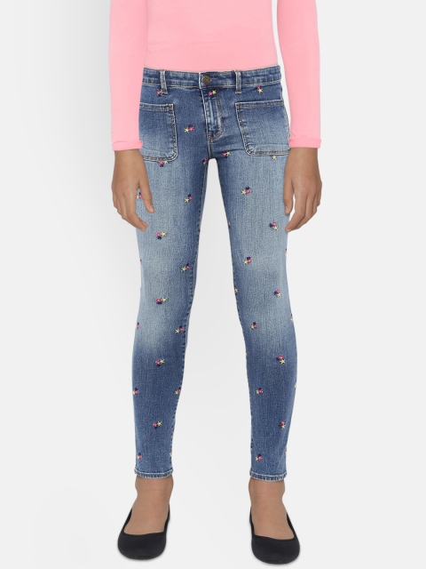 

GAP Girls' Floral Embroidered Super Skinny Jeans, Blue