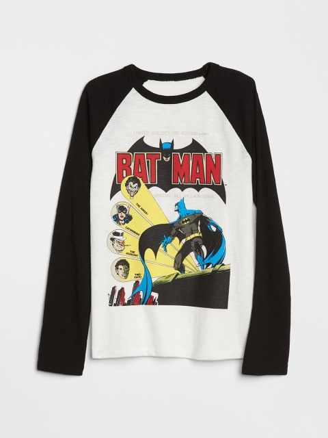

GAP Boys White Batman Printed Round Neck T-shirt