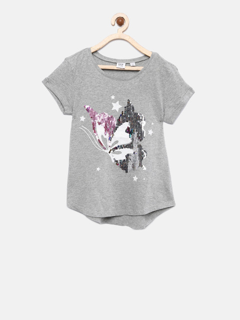 

GAP Girls' Grey Flippy Sequin Graphic T-Shirt