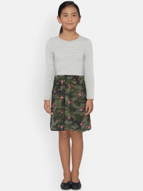 

GAP Girls Grey Camo Print Mix-Fabric Dress