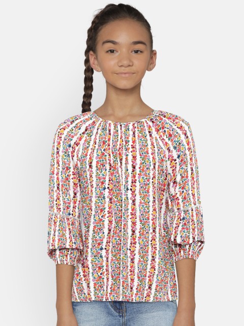 

GAP Girls' Balloon-Sleeve Floral Print Top, Multi