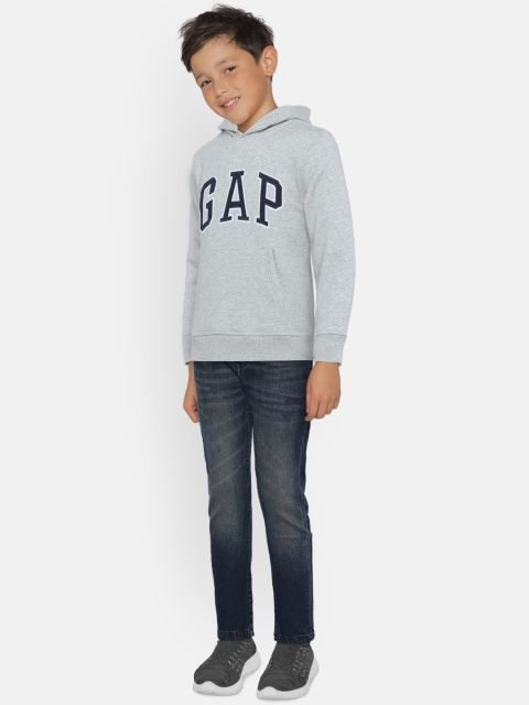 

GAP Boys' Grey Logo Pullover Hoodie Sweatshirt