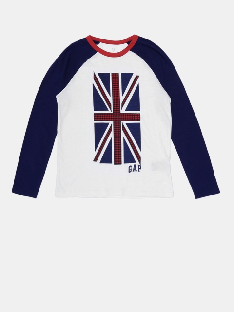 

GAP Boys' White & Navy Blue Logo Graphic Raglan T-Shirt