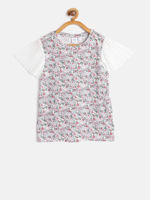 

GAP Girls' Pleated Short Sleeve T-Shirt, White
