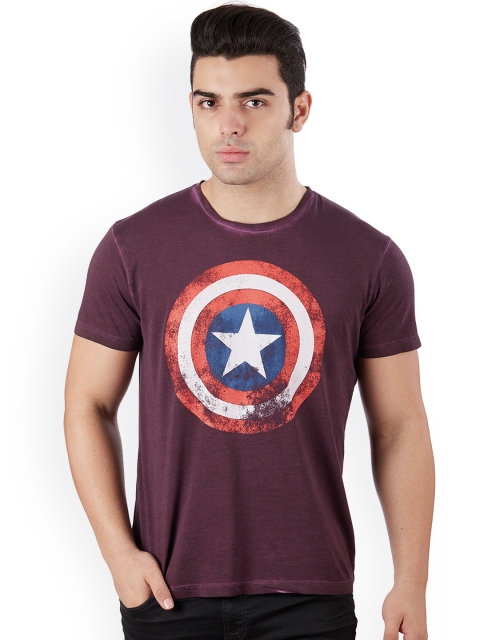 

Free Authority Men Maroon Captain America Printed T-shirt