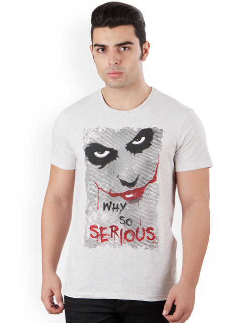 

Free Authority Men Grey Joker Printed Round Neck T-Shirt