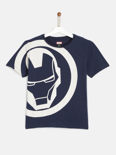 

YK Boys Navy Blue Iron Man Printed Round Neck T-shirt
